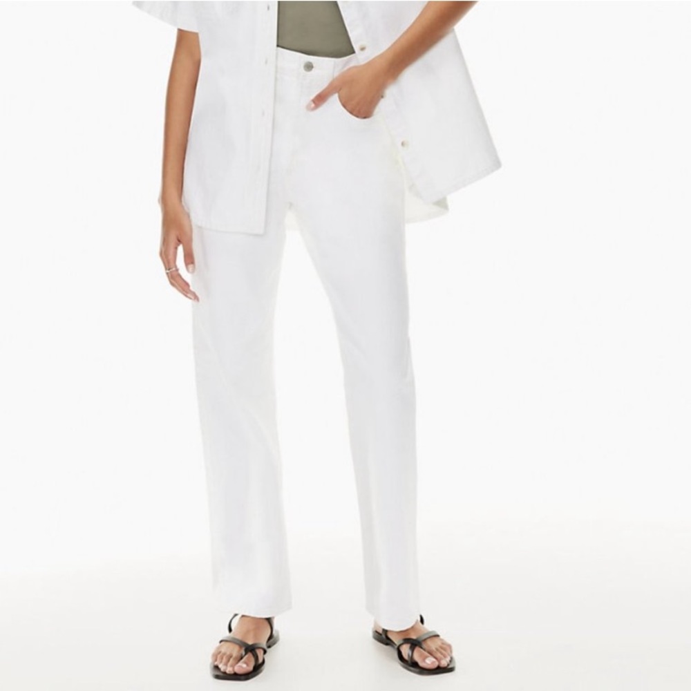 Denim Forum Joni White High Rise Loose Fit Jeans Straight Leg 25